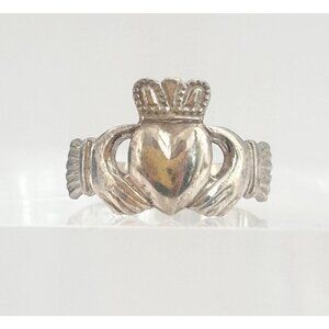 Irish Made Claddagh Heart & Crown Sterling Silver 925 Vintage Ring - sz 3